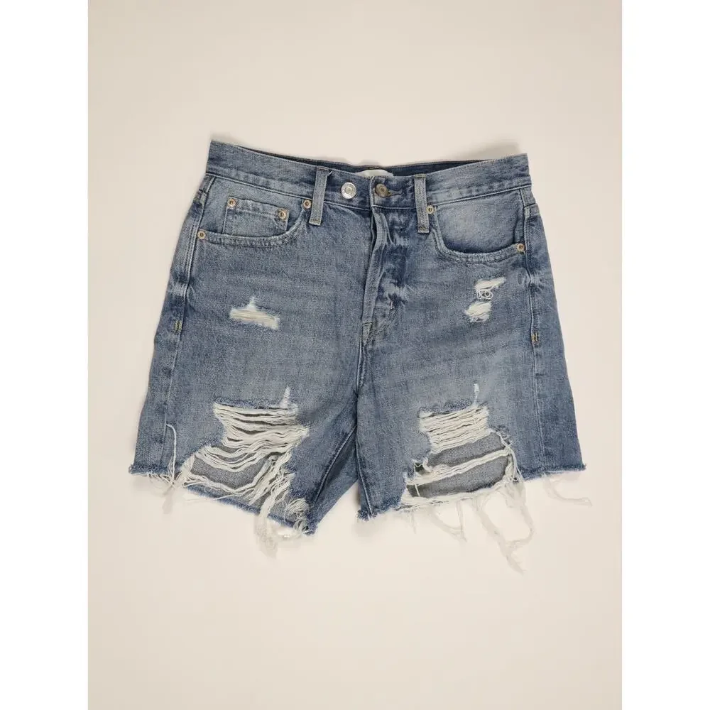 Pistola Keaton High Rise Distressed Denim Shorts LUA Wash Fray Hem Festival Boho